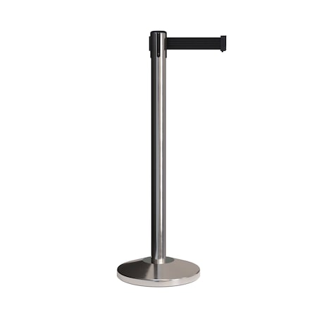 Montour Line Stanchion Belt Barrier Pol.Steel Post 13ft. Black Belt ES400-PS-BK-130